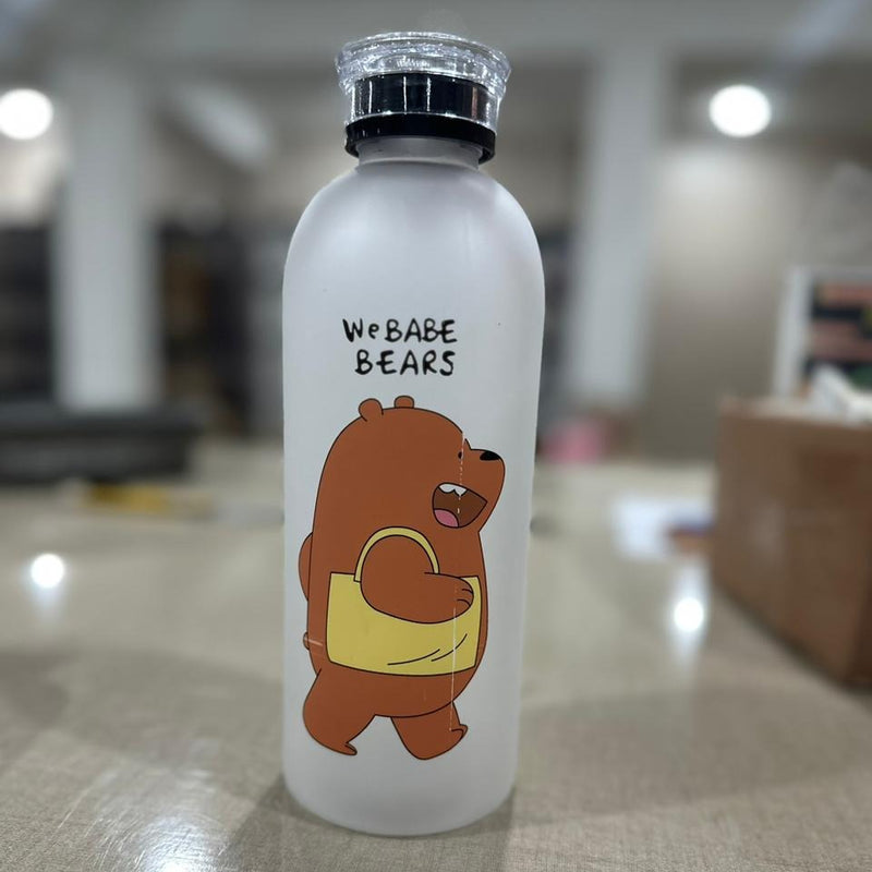 We Bare Bears Panda Water Bottle 1000ml – Cute Cartoon Design with Straw & Two Caps | Durable Reusable Bottle for Daily Hydration (Random Design)
