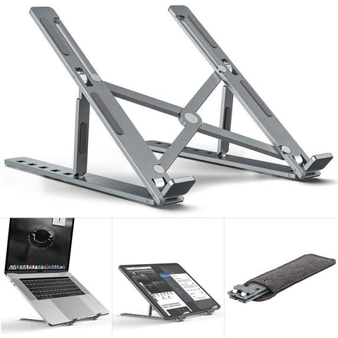Speed-X Professional Adjustable Aluminium Laptop Stand – Heavy Duty 16 Inch Height, Foldable & Portable (6 Angles)
