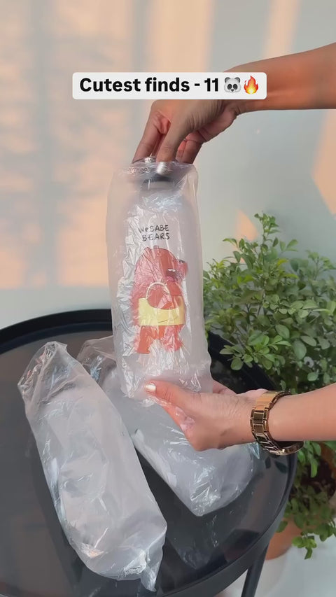 We Bare Bears Panda Water Bottle 1000ml – Cute Cartoon Design with Straw & Two Caps | Durable Reusable Bottle for Daily Hydration (Random Design)